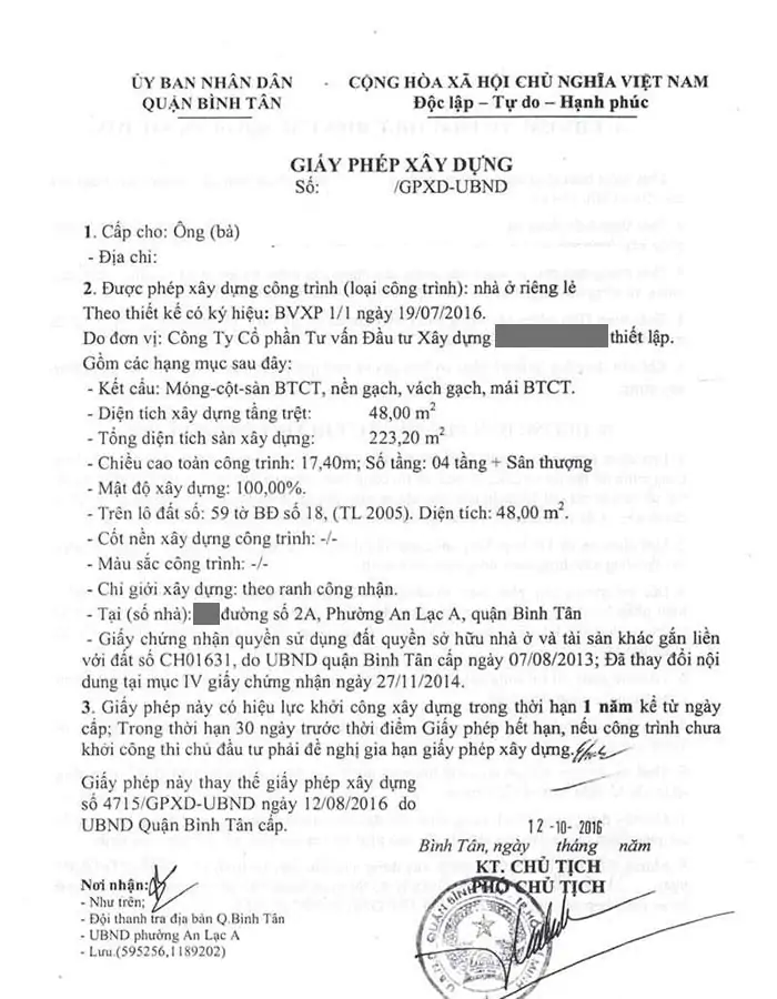 Nội dung giấy phép xây dựng.